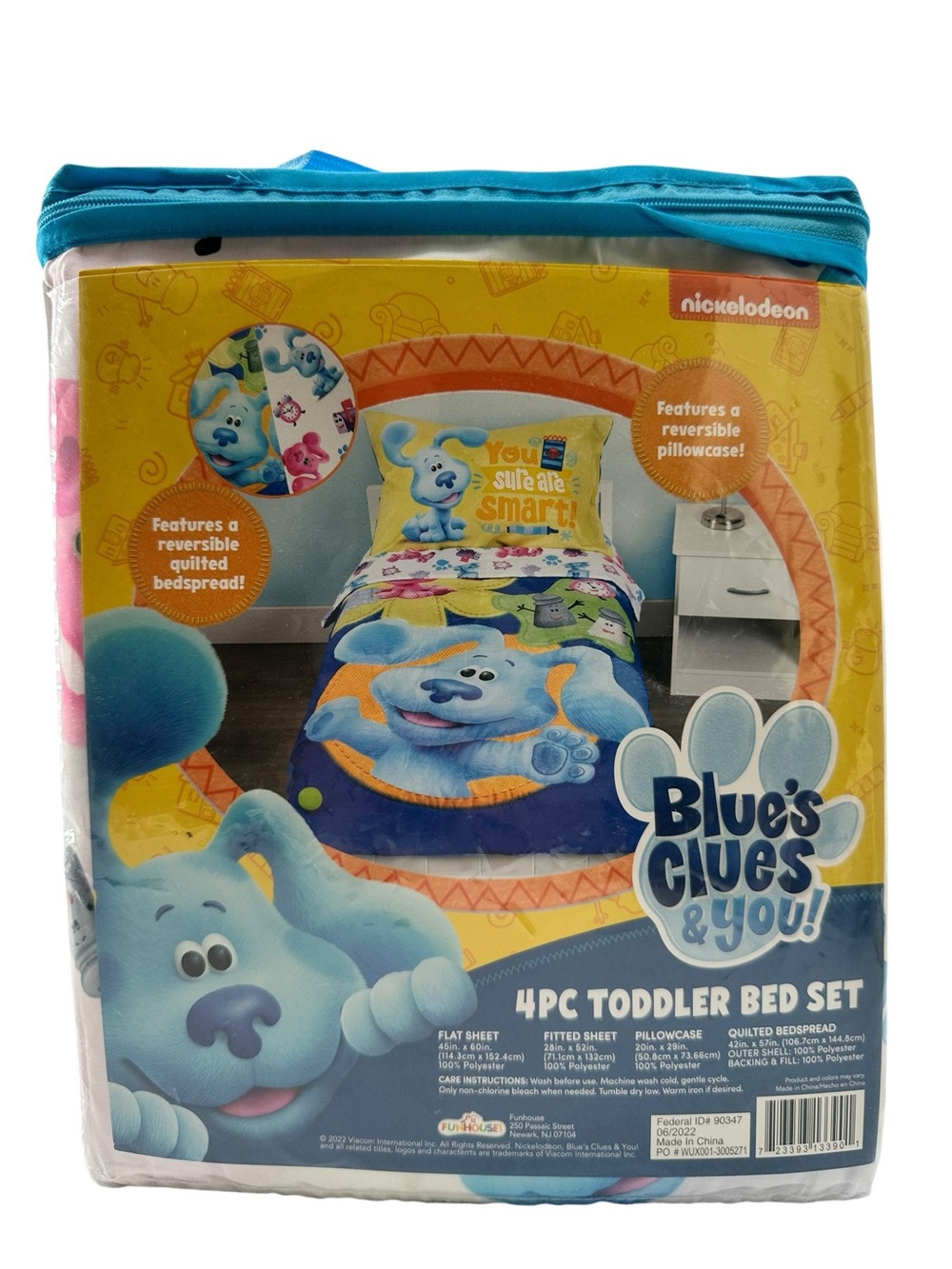 Nickelodeon Blues Clue 4 Pc Toddler Quilted Bedspread Set Reversible ~ NEW